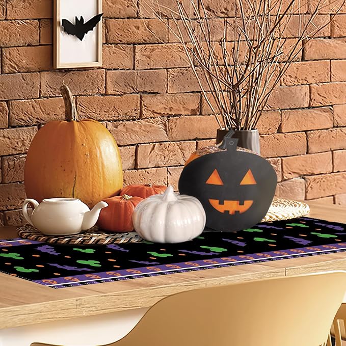 Seliem Halloween Bat Table Runner, Funny Holiday Burlap Home Decoration Indoor - Image 6