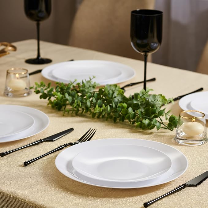 PLASTICPRO White Plastic Design Party Plates Premium heavyweight Elegant 128 - Image 3