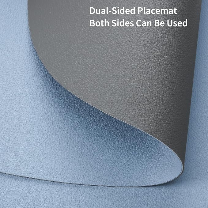 Myir JUN 15 Inches Round Placemats Set of 4 Faux Leather Place Mats | - Image 3
