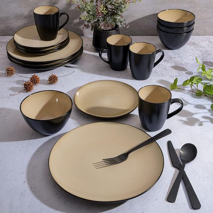 Gibson Elite Soho Lounge 16-Piece Round Reactive Glaze Stoneware Dinnerware Set - Image 5