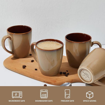 Pokini Coffee Mug 14 oz, Ceramic Coffee Mugs Set of 4, Reactive Glaze Mug - Image 6