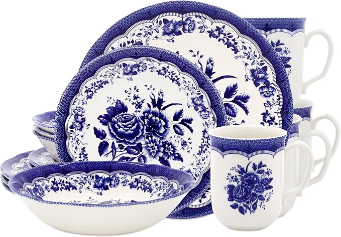 Tudor Royal 16-Piece Porcelain Round Dinnerware Set, Service by TudorEngland
