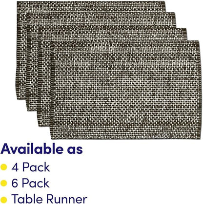 Sweet Home Collection 100% Cotton Placemats for Dining Room Rectangle Two Tone Woven Fabric 13" x 19" Soft Durable Table Mat Set, Set of 4, Chocolate