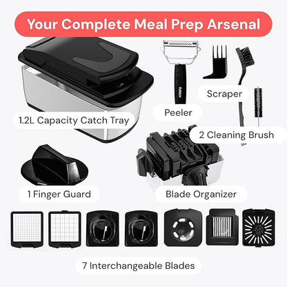 Fullstar The Original Pro Chopper - Vegetable Chopper and Spiralizer, Food Chopper with Container, Fruit Slicer, Kitchen Gadgets & Gifts, Home Essentials (9 in 1, SS Black)