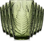 Green Drinking Glasses Set of 8, 12 oz Glass Cups, Vintage Fern Glassware | by QELVIO