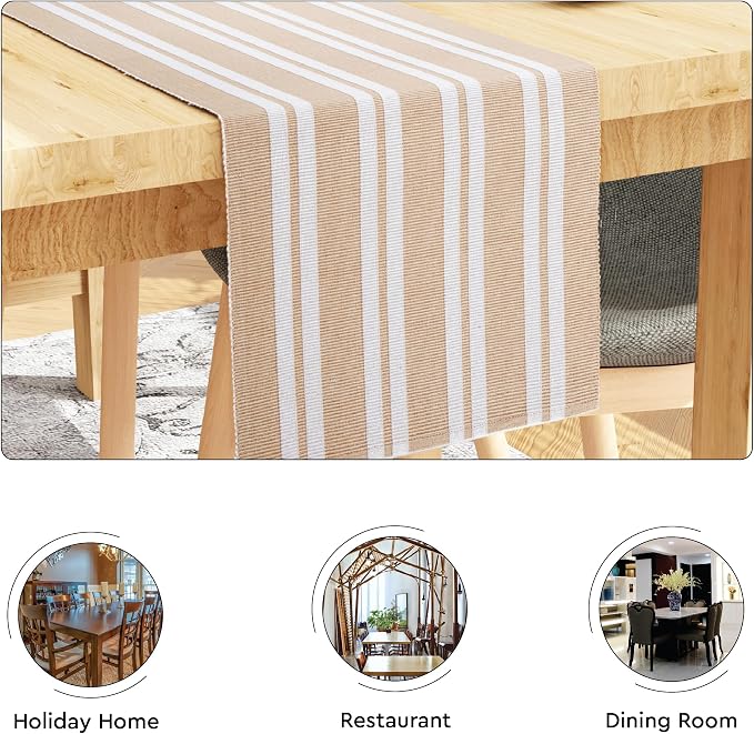 Encasa XO Dining Table Runner 13"x79" | Yarn Dyed Fine Ribbed Cotton | Franca - Image 4