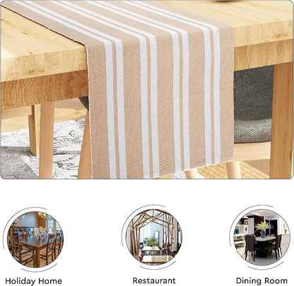 Encasa XO Dining Table Runner 13"x79" | Yarn Dyed Fine Ribbed Cotton | Franca - Image 4