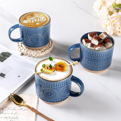 GBhome 16 oz Coffee Mugs Set of 4, Stackable Ceramic Coffee Cups Set | Modern - Image 3