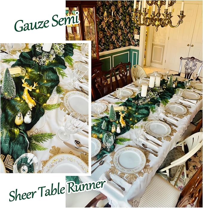 8 Pack Emerald Green Cheesecloth Table Runner 20 x 120 inch Gauze Table Runners - Image 4
