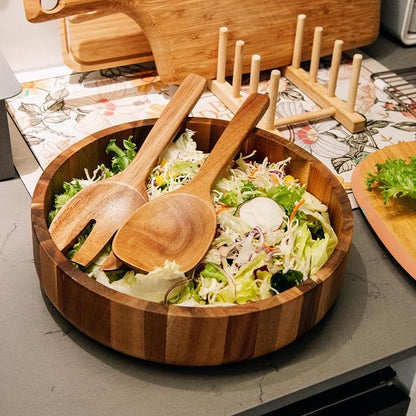 Acacia Wood Salad Servers, 10-inch Wooden Utensils - Image 5