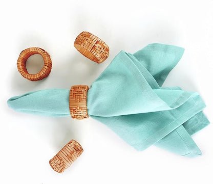 12-Piece Hand Woven Napkin Ring - Farmhouse Rustic Serviette Holder for Dining, Easter, Birthday, Thanksgiving, Christmas & Party Décor - Fall Rustic Rings, Napkin Holder Buckles(Brown) - CLEENTABLE