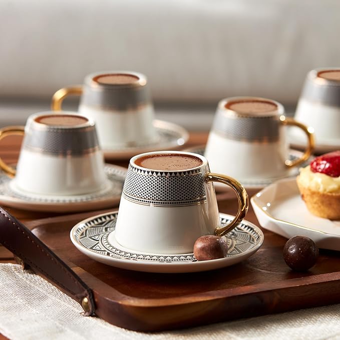 KARACA Globe Turkish Coffee Cup Set of 6, 2.7 oz, Small Espresso Cups - Image 2