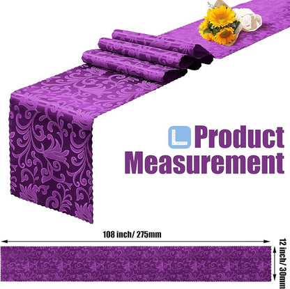 RUDONG M Purple Satin Table Runners, 12 x 108 Inch, 2 Pack | Long Silky Damask - Image 4