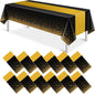 12Pcs Black and Gold Tablecloth Party Decorations, Plastic Black Table Cloth by MASHAN