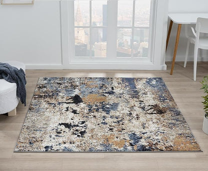 Keen Home Design Area Rugs - 10ft Round Non-Shedding, Abstract Rugs for Kitchen, Living Room, Bedroom, Dining Room, Entryway - Size: 10' Square, Multi