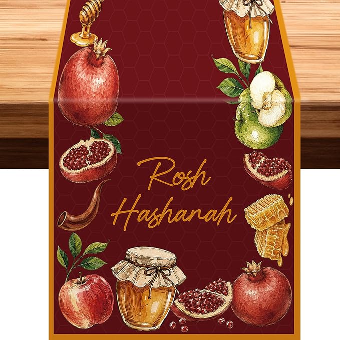 EUOYUFO Rosh Hashanah Table Decorations, Shana Tova Theme Table Runner -71 x 12 by EUOYUFO