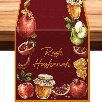 EUOYUFO Rosh Hashanah Table Decorations, Shana Tova Theme Table Runner -71 x 12 by EUOYUFO