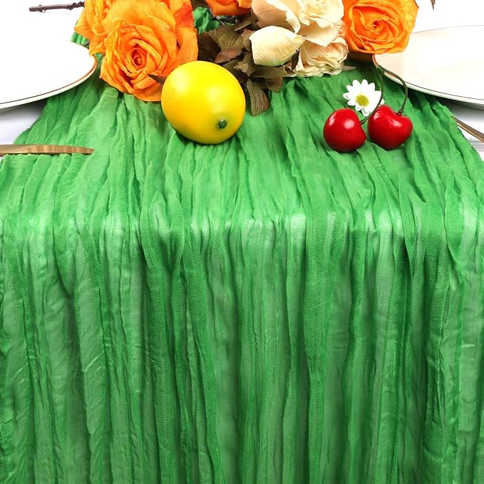 6 Pack Green Cheesecloth Table Runner 35 x 120 Inch | Boho Gauze Fabric - Image 3