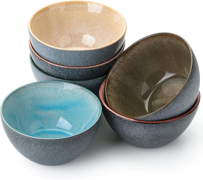 Brew To A Tea BTaT- Ceramic Cereal Bowls, 29 oz, 6 Pack, 6.3 Inches, Glazed by BrewToATea