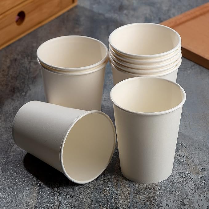 YEEHAW 8 oz 300 Pack White Disposable Paper Coffee Cups | - Image 2