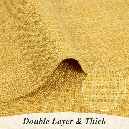 SHACOS Washable Cloth Placemats Set of 6 Fabric Place Mats Non Slip Double Layered Thick Faux Linen Placemat Reversible Table Mats Home Wedding Table Decor, Yellow