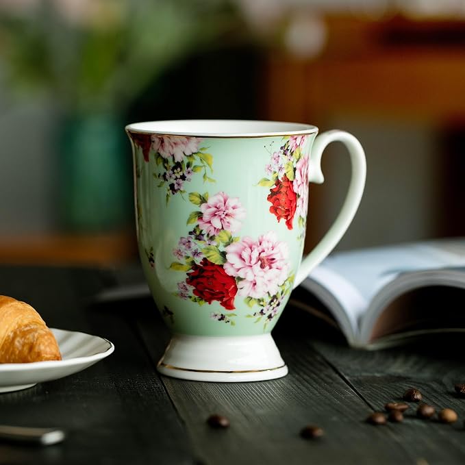 BTaT- Coffee Mugs, 12 oz, Floral Mugs, Porcelain Bone China, Coffee Cups - Image 8