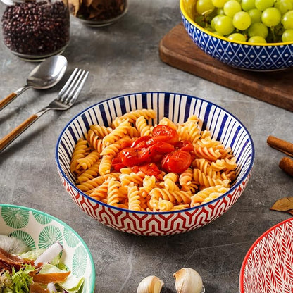 Selamica Ceramic 50 Ounce Pasta Bowls Set of 4, 8.6 Inch Large Salad Bowls - Image 4