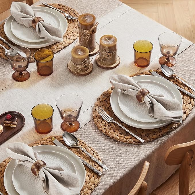 100% Pure French Linen Table Runner 120 Inches Long, Natural Hemstitch - Image 3
