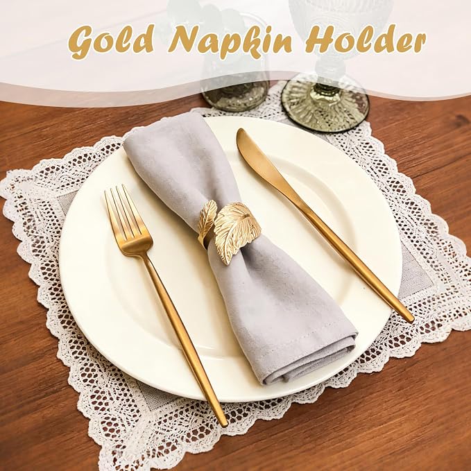 Napkin Rings Set of 6, Metallic Napkin Ring Holder Buckles | Napkin Ring Bulk - Image 2