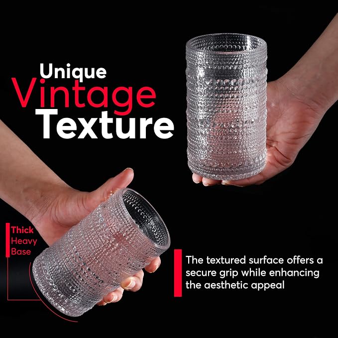 Hobnail Drinking Glasses, Vintage Glassware Set of 6, Vintage Drinking Glasses - Image 3
