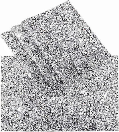 Silver Placemat Heat Resistant Square Trivet With Rhinestone Decor - Crushed Diamond Bling Sparkly Mat Set of 1