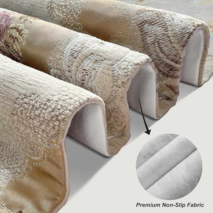 120" Exquisite Table Runner Elegant Chic Jacquard Textured Damask Beige | - Image 4