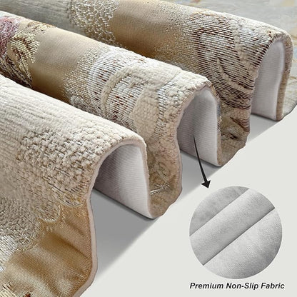 120" Exquisite Table Runner Elegant Chic Jacquard Textured Damask Beige | - Image 4