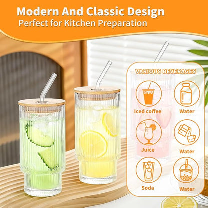 16oz Glass Cups with Lids & Straws - Image 4