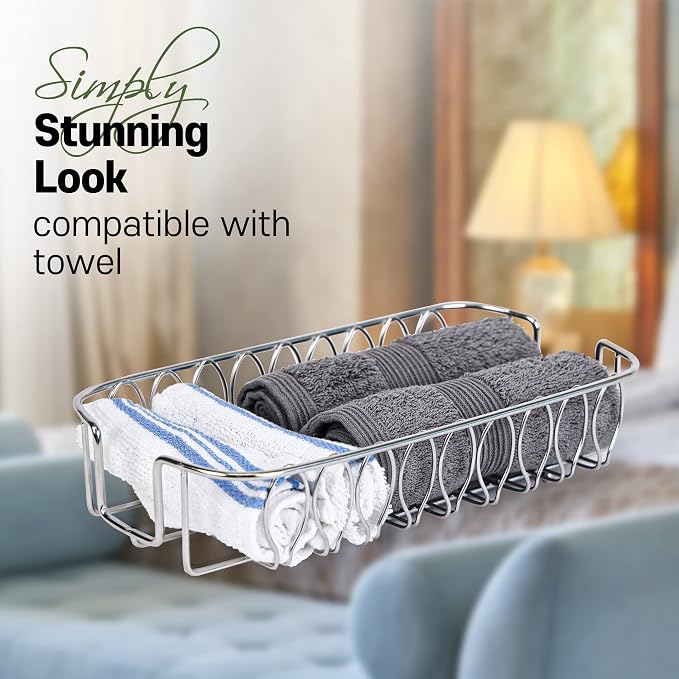 Guest Towel Holder Tray for Bathroom Countertop, Powder Room & Vanity Use - Image 7