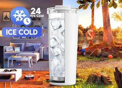 Meoky 24 oz Insulated Travel Coffee Mug: Leak Proof Lid, Ivory | Stainless - Image 4