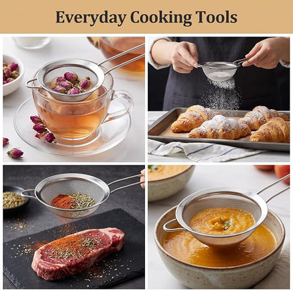 4PCS Fine Mesh Strainer Set, Stainless Steel Kitchen Sieve - Image 4