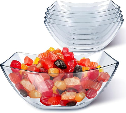 16oz Clear Plastic Serving Bowls Small Disposable Candy Dishes, Square Plastic by StockYourHome