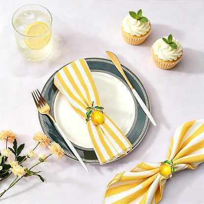 Lemon Napkin Rings Set of 8 for Summer Party Beach Wedding Decor | Shiny Gold - Image 5