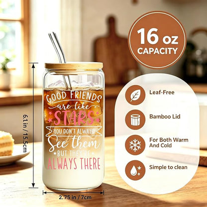 MUJUZE Friendship Gifts for Women, Glass Cup Gift Set for Best Friends | Gifts - Image 2