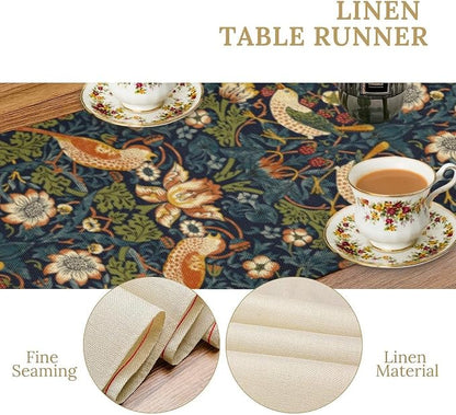 William Morris Strawberry Thief Floral Botanical Art Table Runner Vintage - Image 5