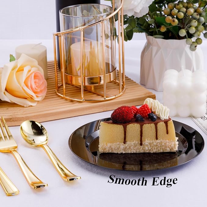 Bestluck 100PCS Black Plastic Dessert Plates 7inch - Image 6