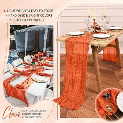 30 Pack Cheesecloth Table Runner 10FT Orange Table Runner Boho Gauze Cheese - Image 5