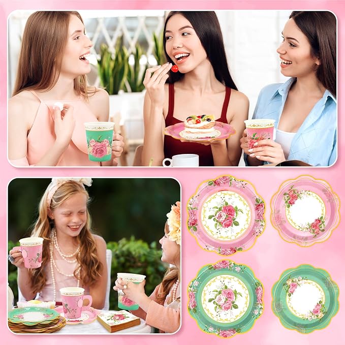 200Pcs Floral Tea Cups and Saucers - Image 5