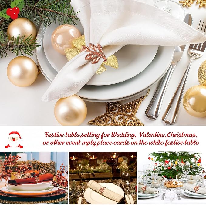 WILLBOND Leaf Napkin Rings Holders Fall Party Napkin Rings - Image 6