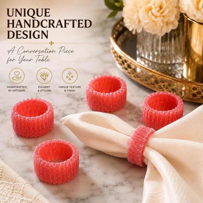 Pink Resin Napkin Rings, smooth moisture-resistant finish, 2.25x2.25x1 in. - Image 9