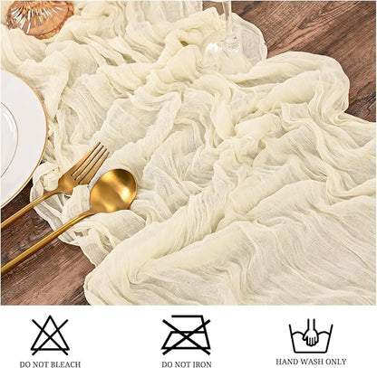 15 Pack Ivory Cheesecloth Table Runner Boho Gauze Wedding Decor | Rustic Sheer - Image 4