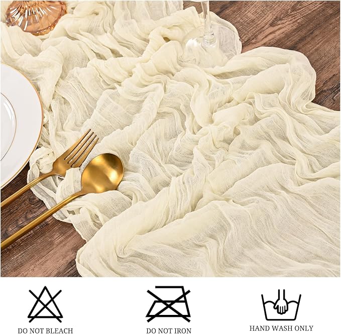 25 Pack Ivory Table Runner 17 x 108inch Cheesecloth Table Runner Boho Gauze - Image 4