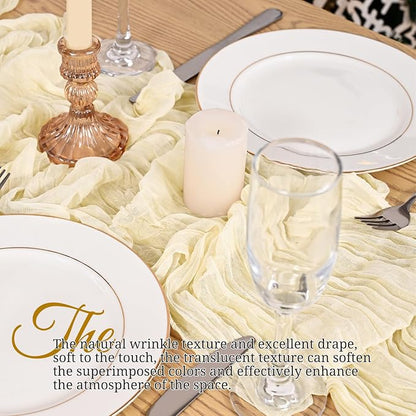 4 Pack Ivory Table Runner 17 x 108inch Cheesecloth Table Runner Boho Gauze - Image 4