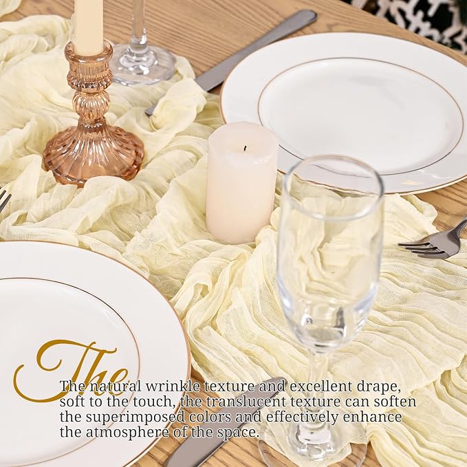 8 Pack Ivory Table Runner 17 x 108inch Cheesecloth Table Runner Boho Gauze - Image 4